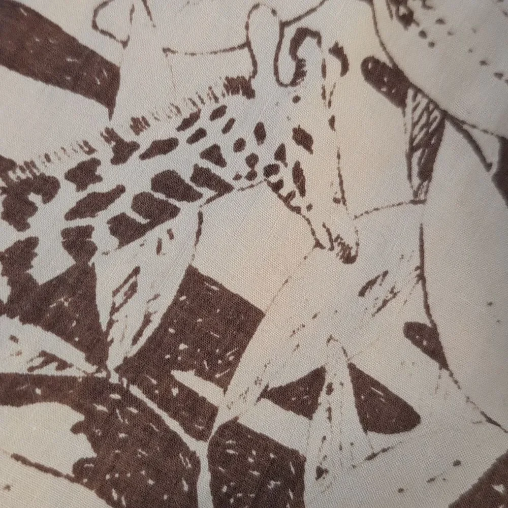 vintage JCPenney Safari animal round tablecloth‎ tan brown
